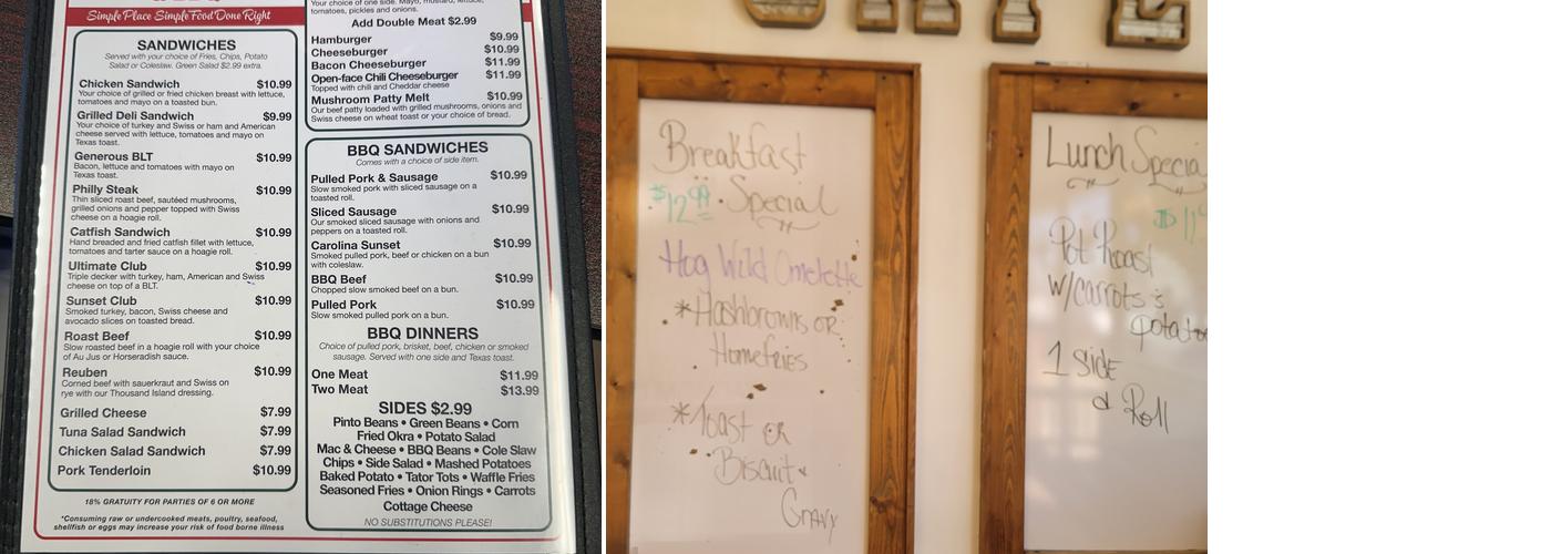 Sunset Grill & BBQ Menu