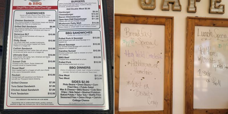 Sunset Grill & BBQ Menu