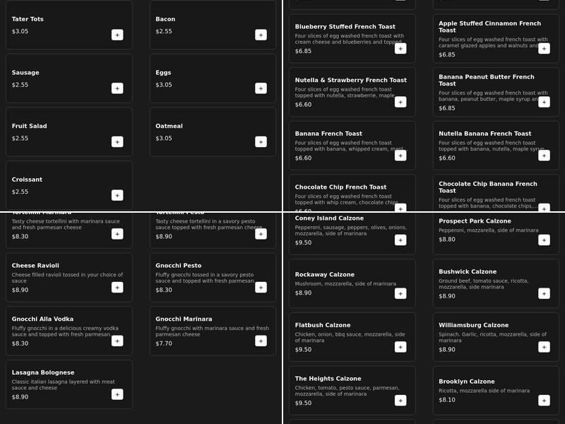 Mr. 5% More Menu