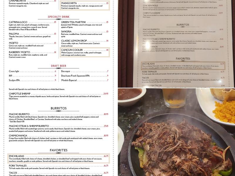 Catrina's Cantina Menu