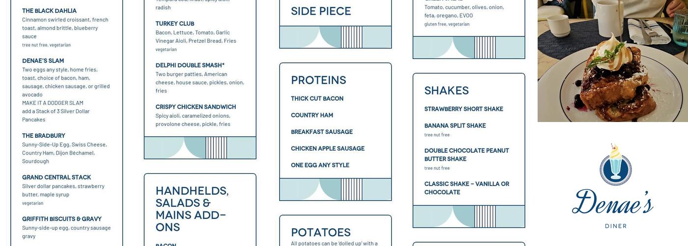 Denae’s Diner Menu