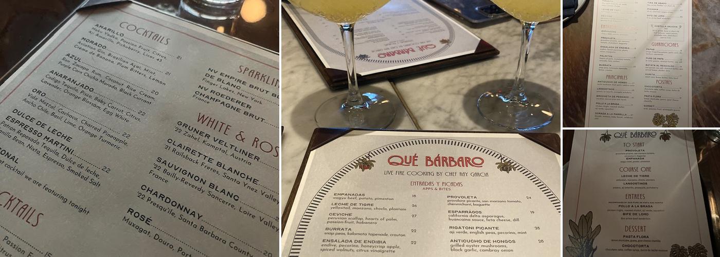 Qué Bárbaro Menu