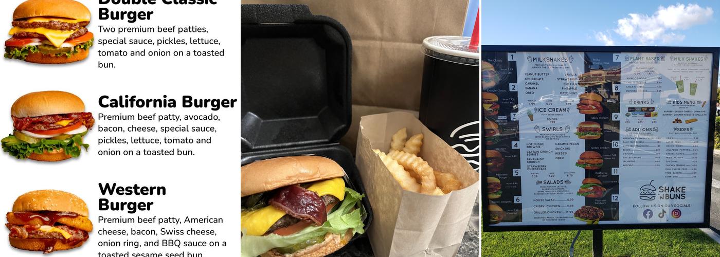 Shake ‘ N Buns Menu