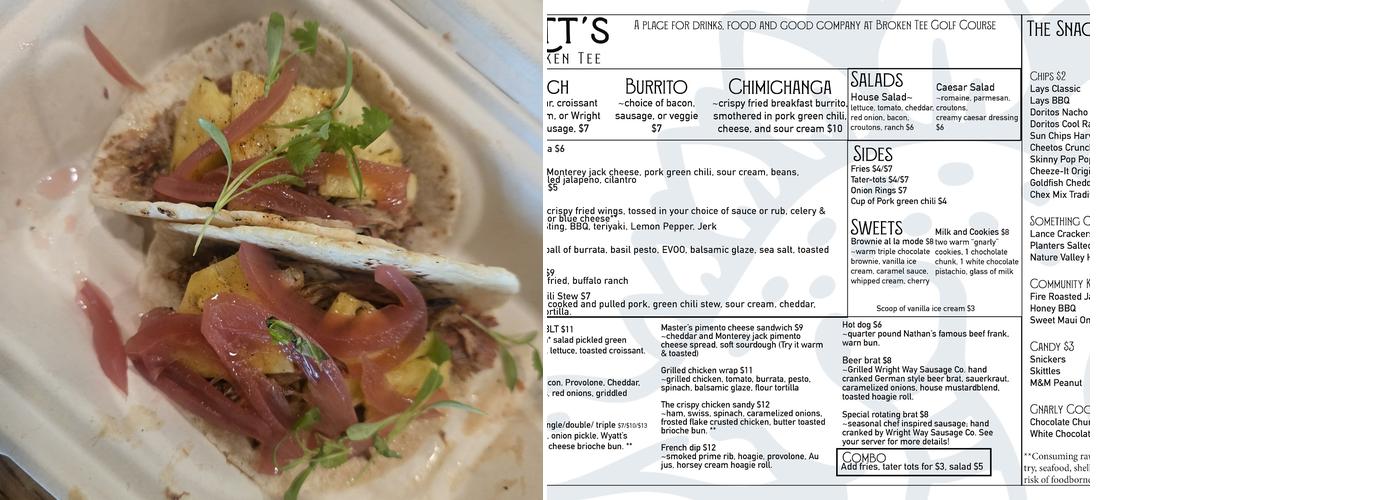 Wyatt's at Broken Tee Menu
