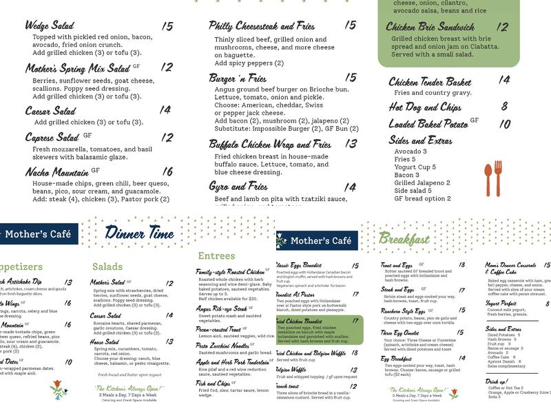 Mother's Cafe Menu