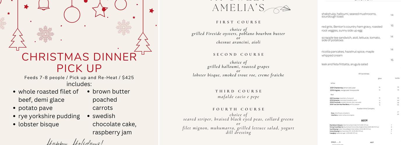 Sweet Amelia's Menu