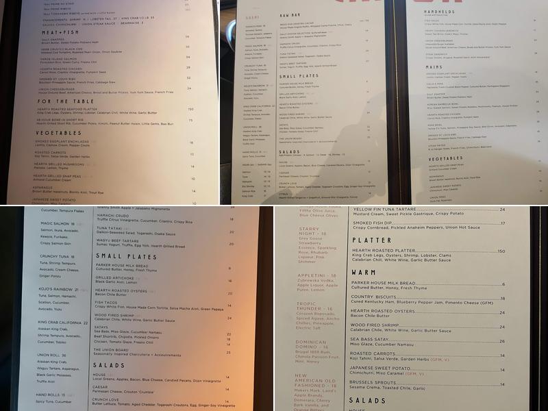 Union New American Menu