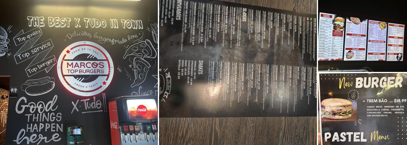Marco's Top Burgers Menu