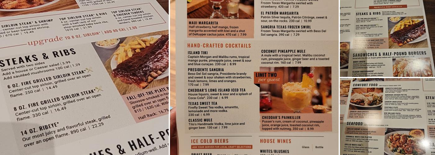 Cheddar's Scratch Kitchen Menu