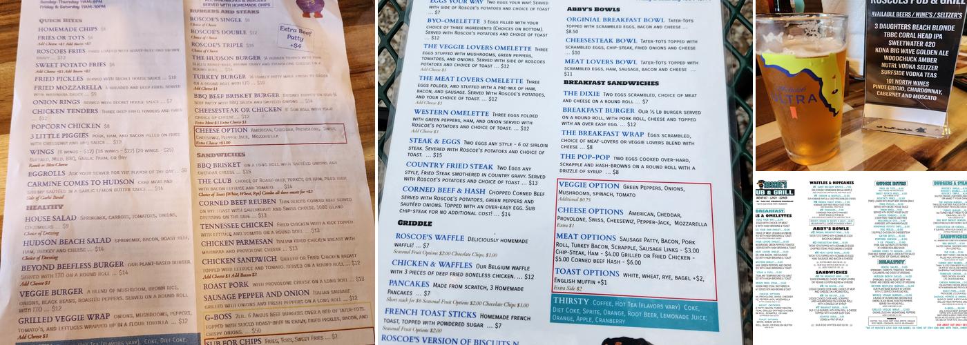 Roscoe's Pub and Grill Menu