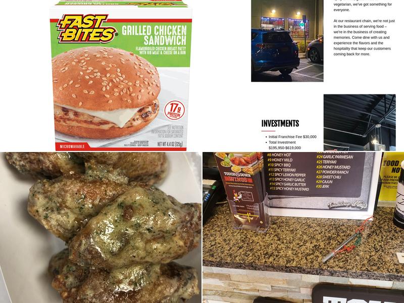 Touchdown Wings Menu