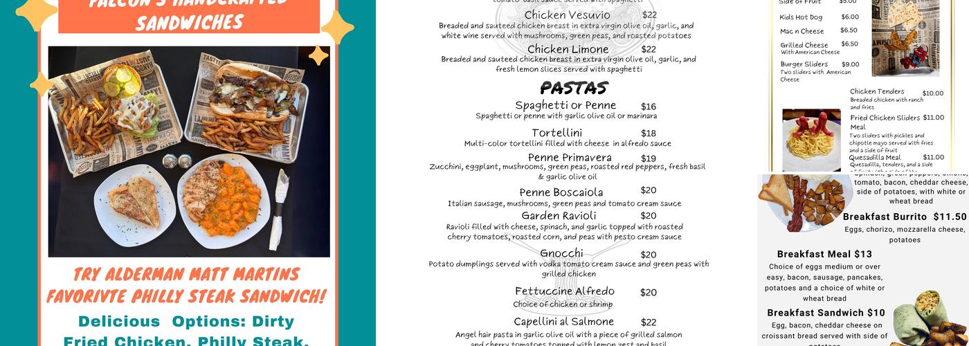 Falcon's Handcrafted Sandwiches Menu