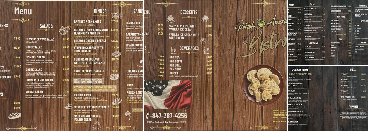 Polish & American Bistro Menu
