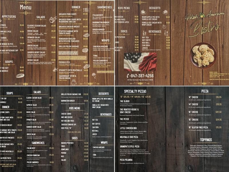 Polish & American Bistro Menu