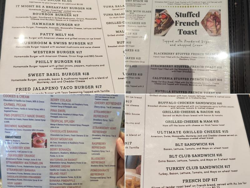 Sweet Basil Cafe of Algonquin Menu