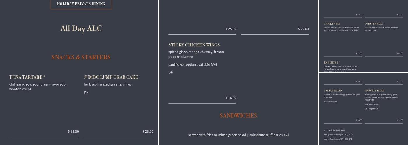 Ramsay's Kitchen Menu