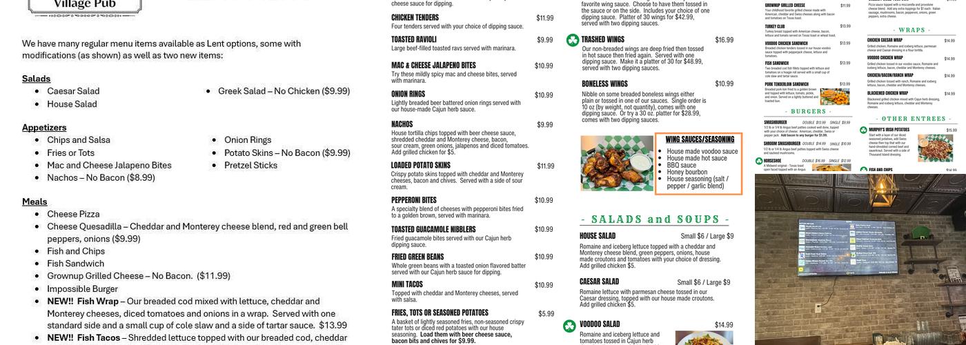 Murphy's Village Pub STL Menu