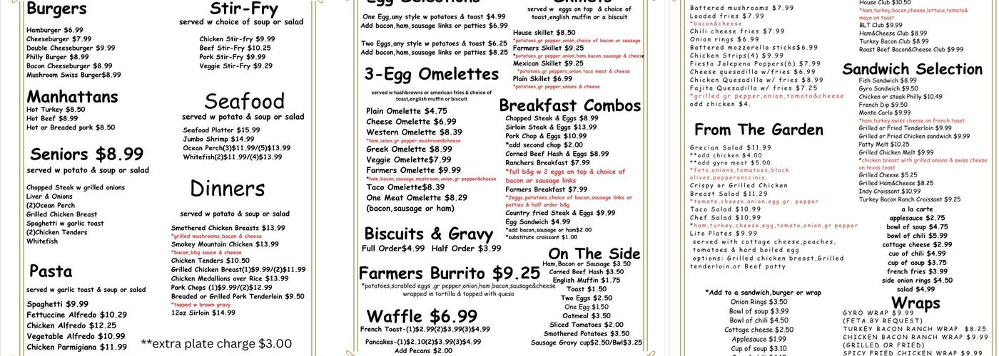 Heathers Diner Menu