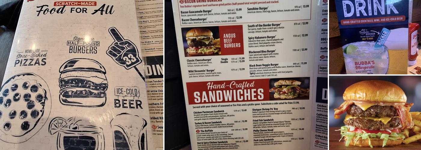 Bubba's 33 Menu