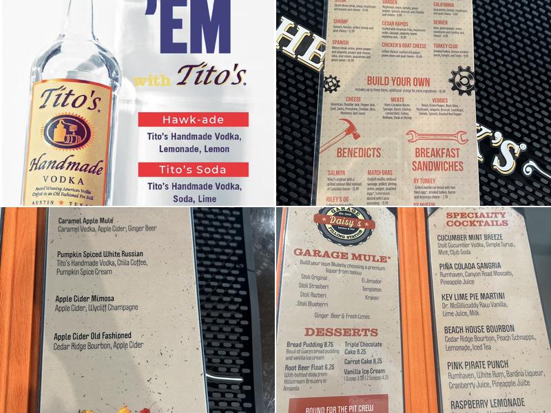 Daisy’s Garage Menu