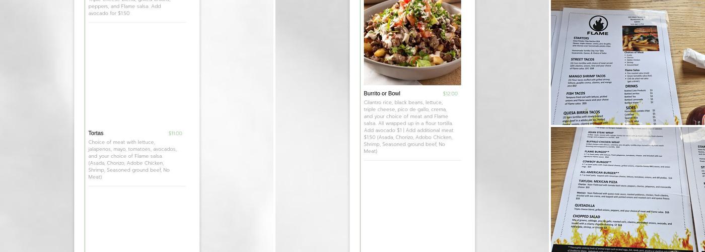 Flame Bondurant Menu