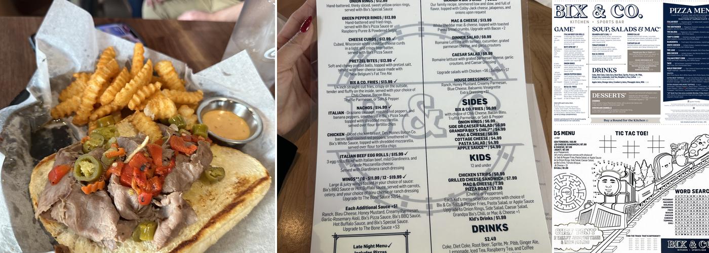 Bix & Co. Menu