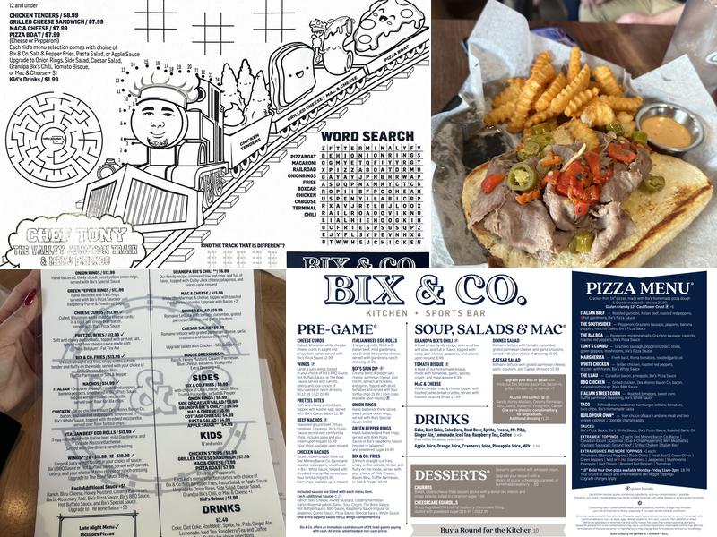 Bix & Co. Menu