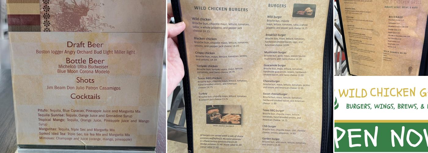 Wild Chicken Grill Menu