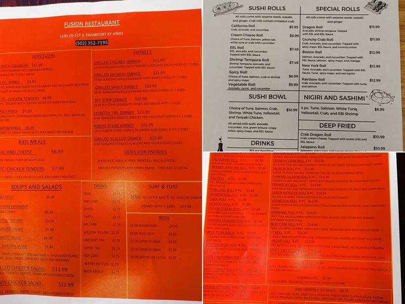 Fusion Restaurant Menu