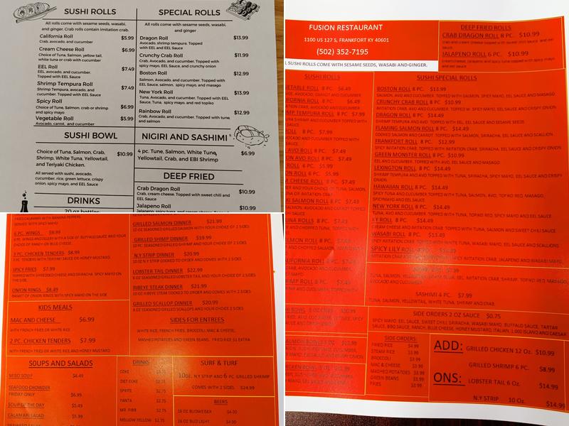 Fusion Restaurant Menu