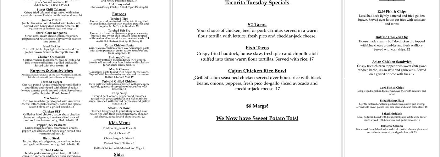Torched Kitchen & Bar Menu