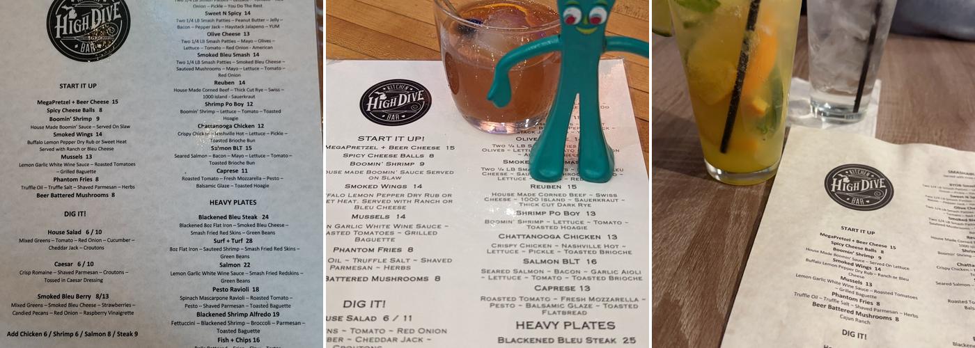 HighDive Kitchen + Bar Menu