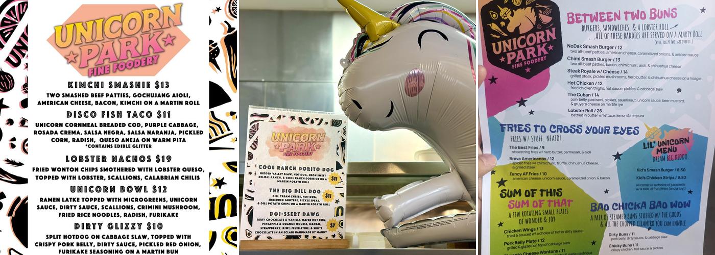 Unicorn Park Fine Foodery Menu