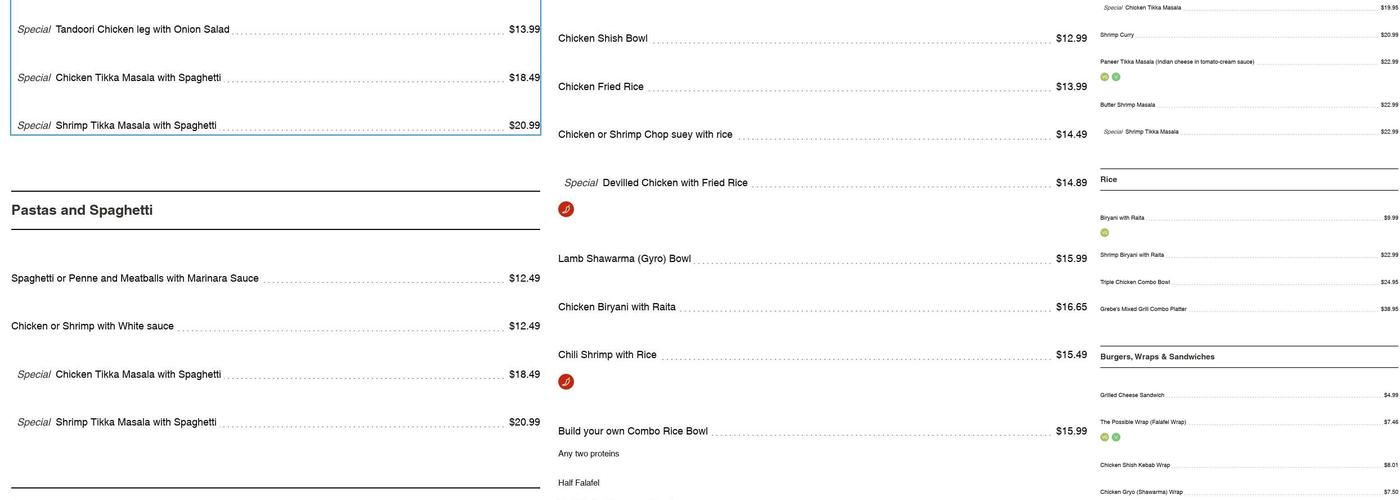 Grebe's Kitchen Menu