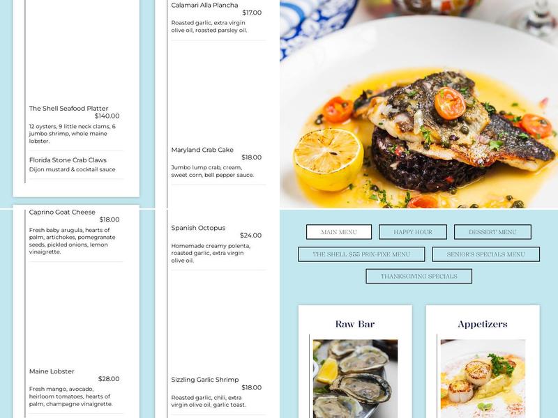 The Shell Seafood Kitchen & Bar Menu
