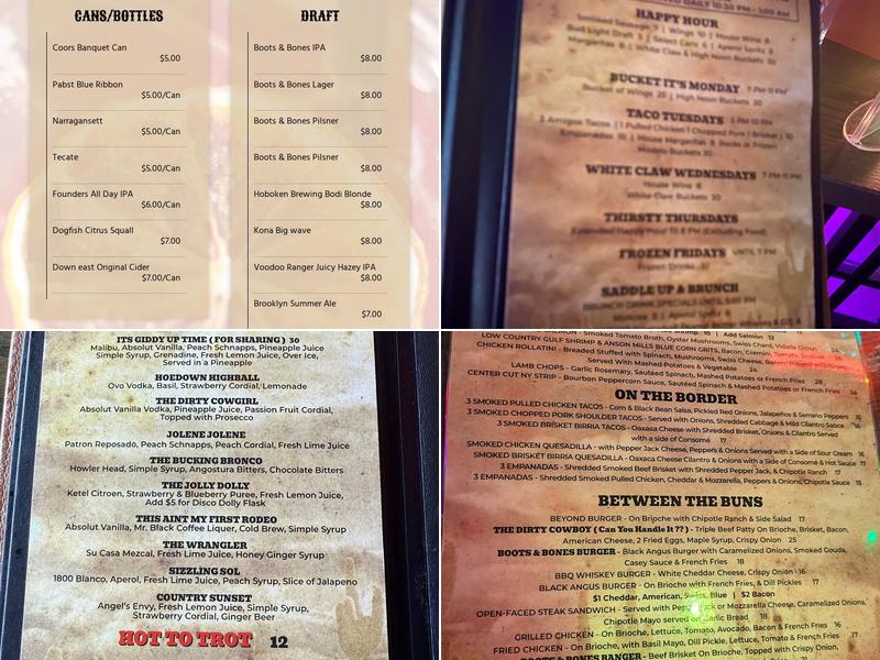 BOOTS & BONES Menu