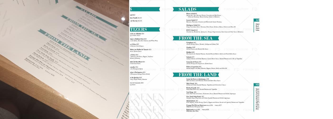 Envy Bar & Grille Menu
