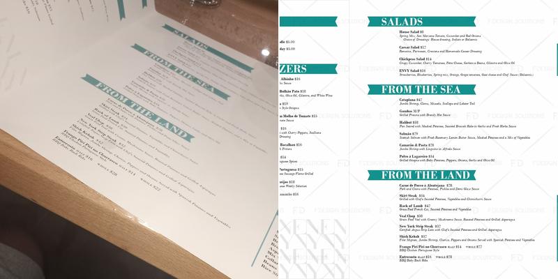 Envy Bar & Grille Menu