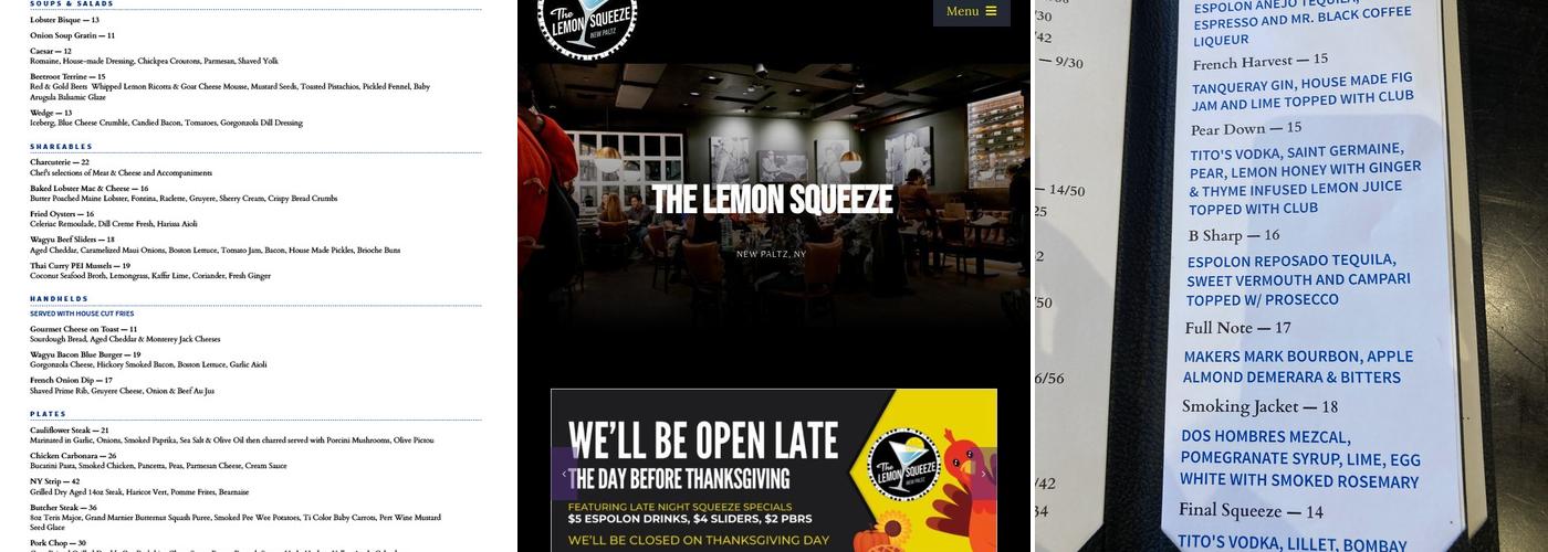 The Lemon Squeeze New Paltz Menu