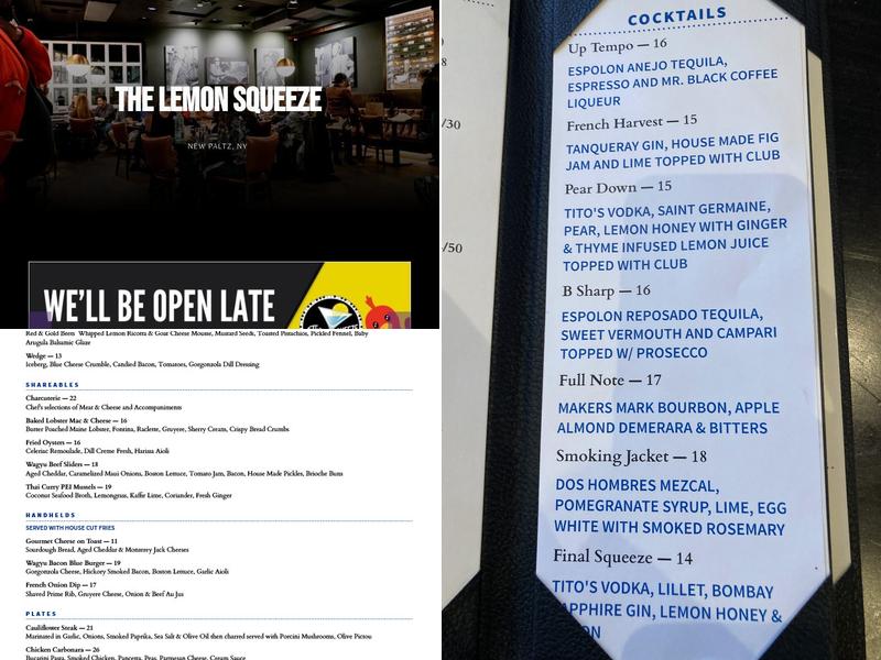 The Lemon Squeeze New Paltz Menu