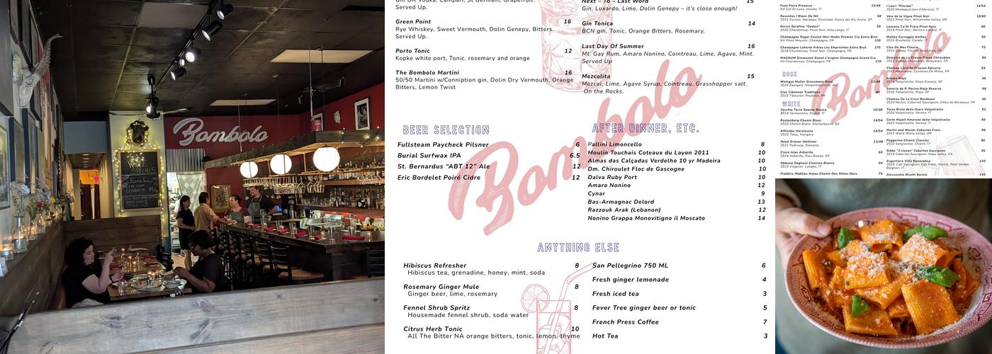 Bombolo Menu