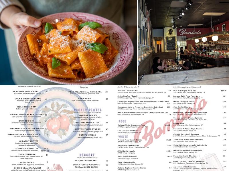 Bombolo Menu