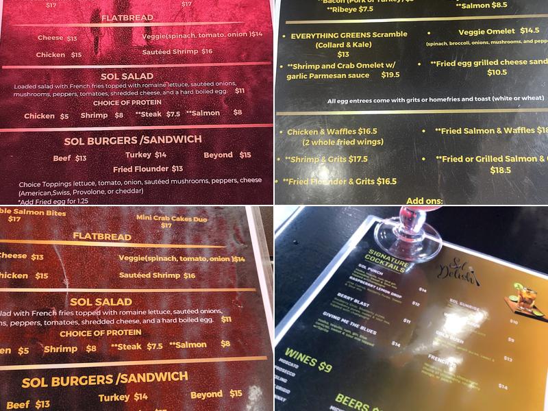 Sol'Delish CLT Restaurant Menu