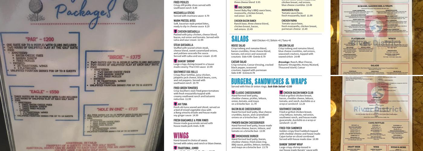 River District Golf & Social Menu