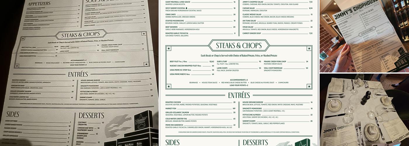 Jimmy's Chophouse Menu