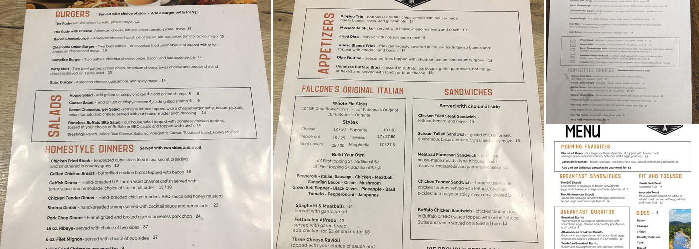 Sequoyah Lookout kitchen Menu