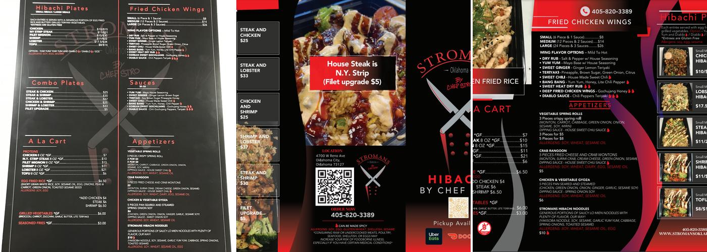 Stromans Oklahoma Hibachi Menu