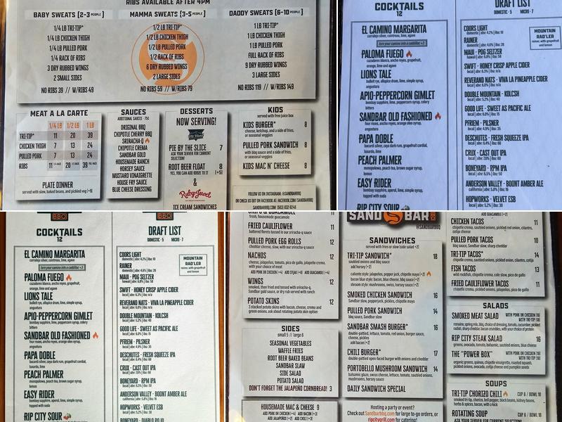 Sandbar BBQ Menu