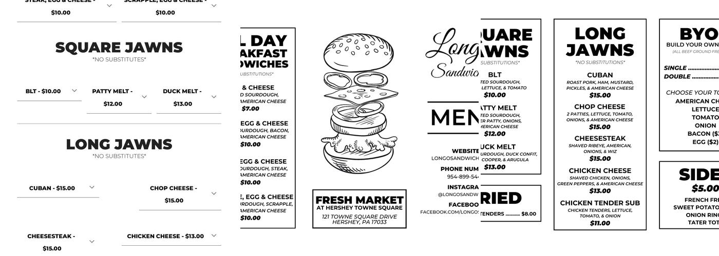 Longo's Sandwich Co. Menu