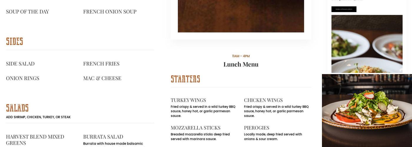 Wild Turkey Grill Menu